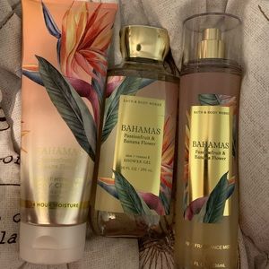 New Bahamas passion fruit and banana flower barh and body work 3 piece set